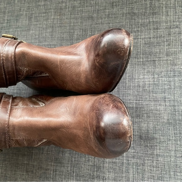 Frye Miranda Slouch Chocolate Brown Leather Boots - Picture 8 of 12